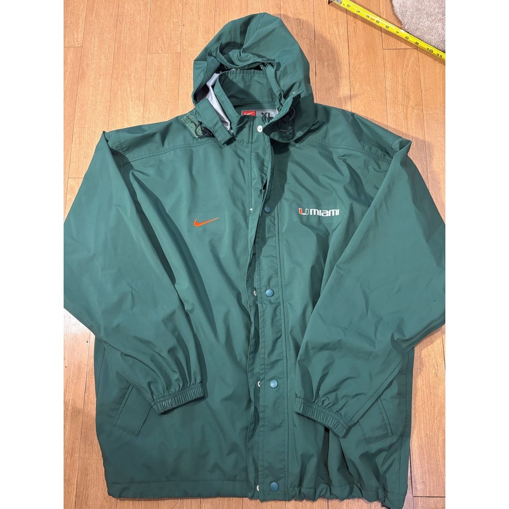 Nike Team University of Miami Hurricanes Windbreaker Jacket Green XL Hooded